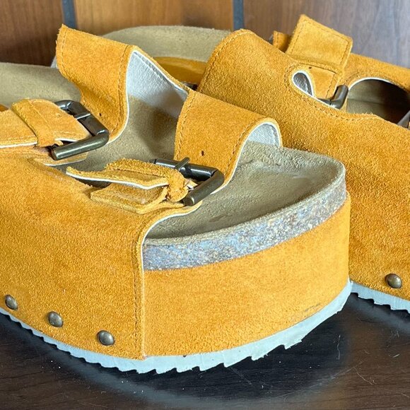 Free People Intentionally Blank Rule Breaker Sandal Marigold Suede 39/8.5 - VGC - Picture 2 of 8